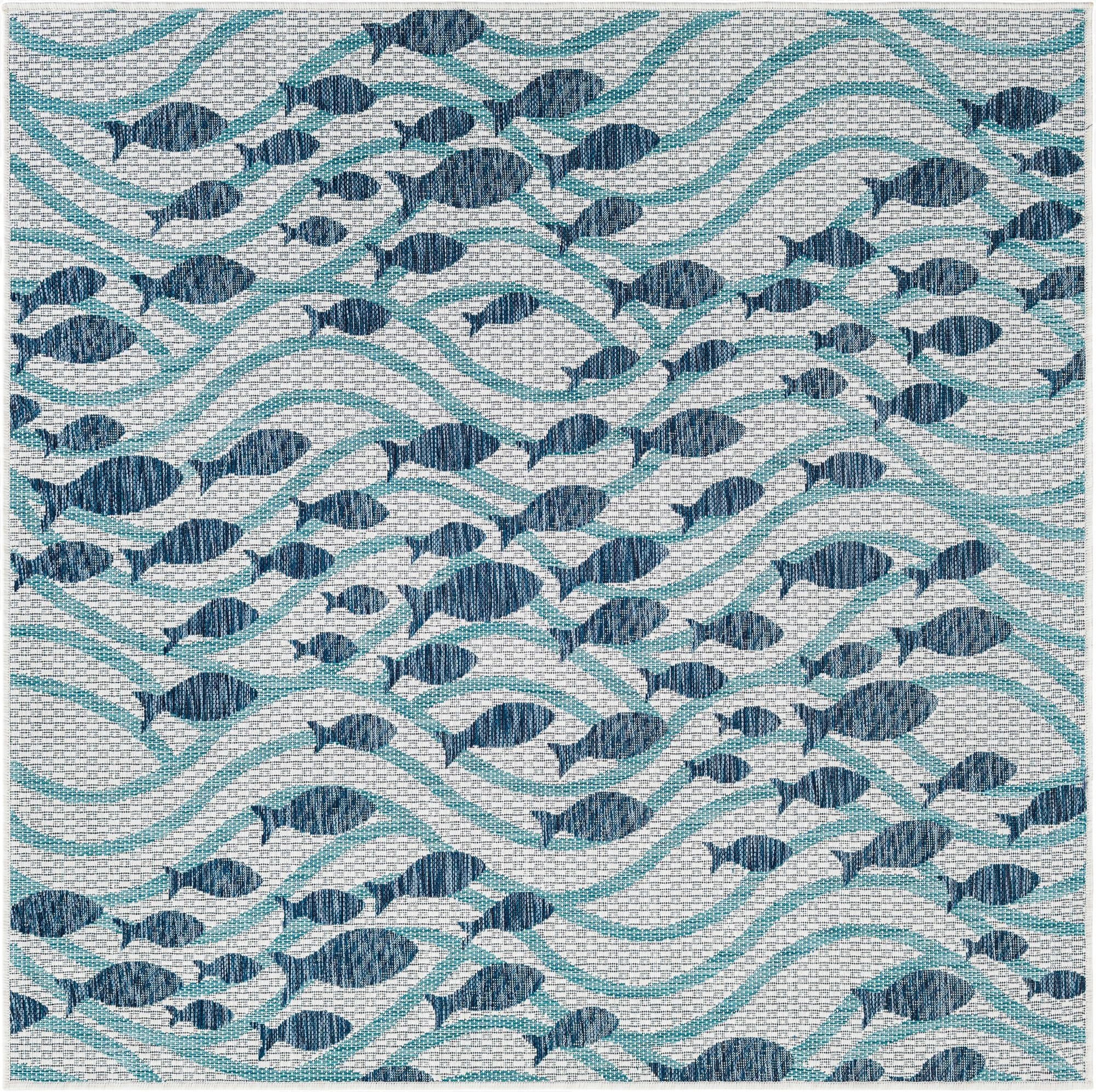  5' 3 x 5' 3  Washable Coastal Indoor / Outdoor Square Rug