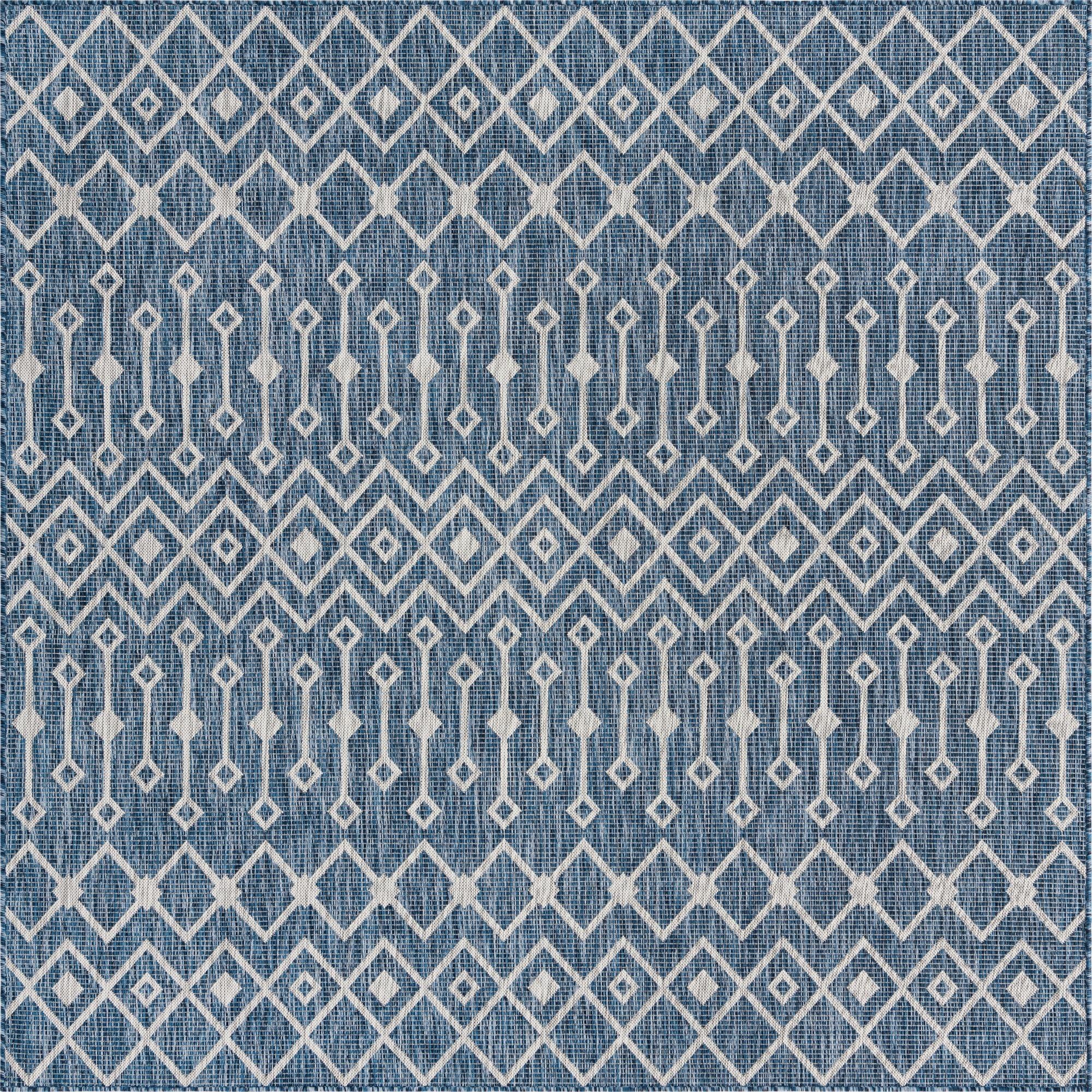  7' 10 x 7' 10  Washable Lattice Indoor / Outdoor Square Rug