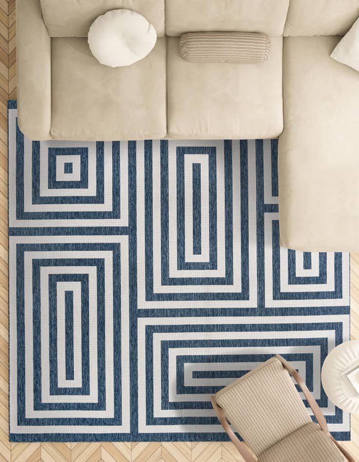 Detail image of  7' 10 x 7' 10  Washable Modern Indoor / Outdoor Square Rug