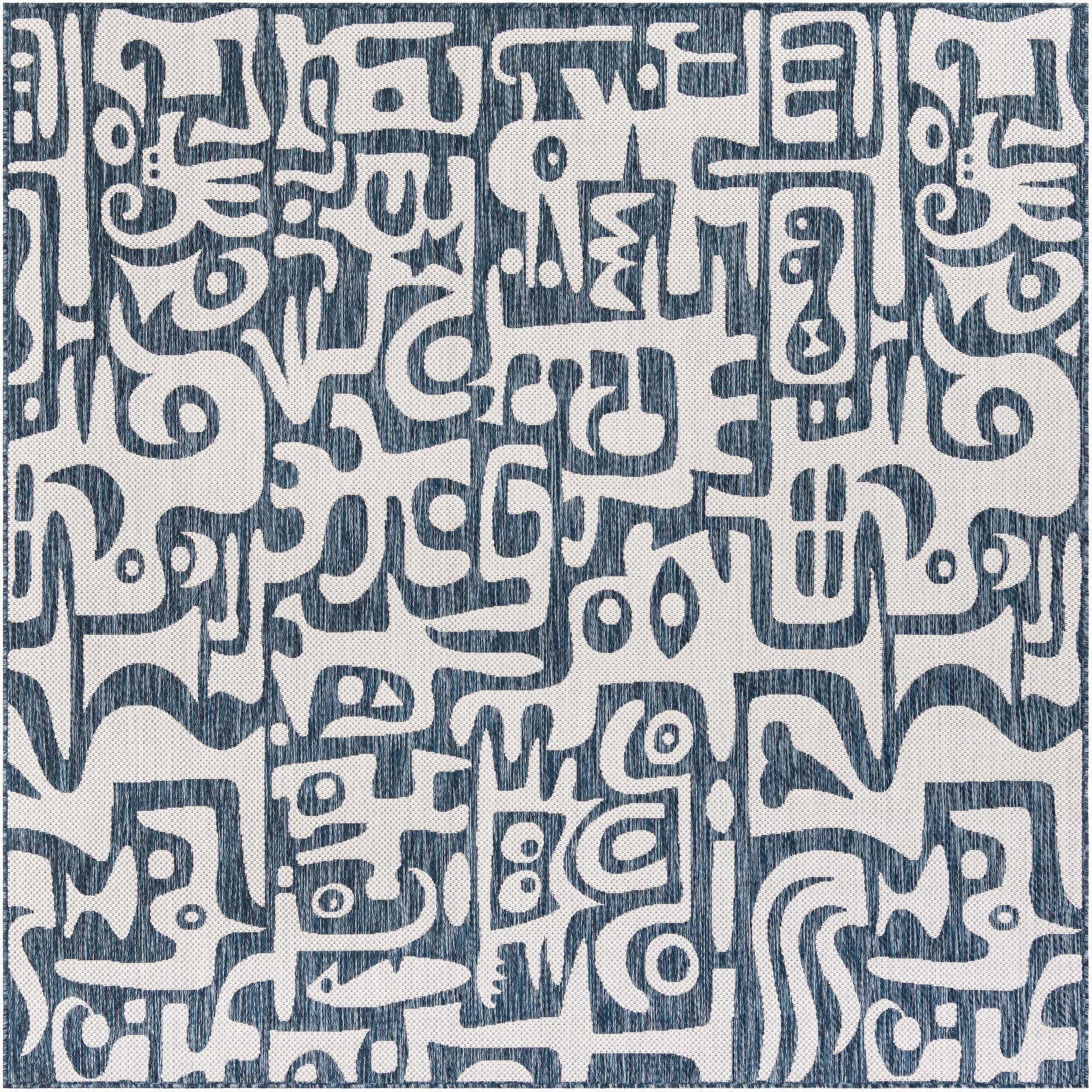  7' 10 x 7' 10  Washable Modern Indoor / Outdoor Square Rug