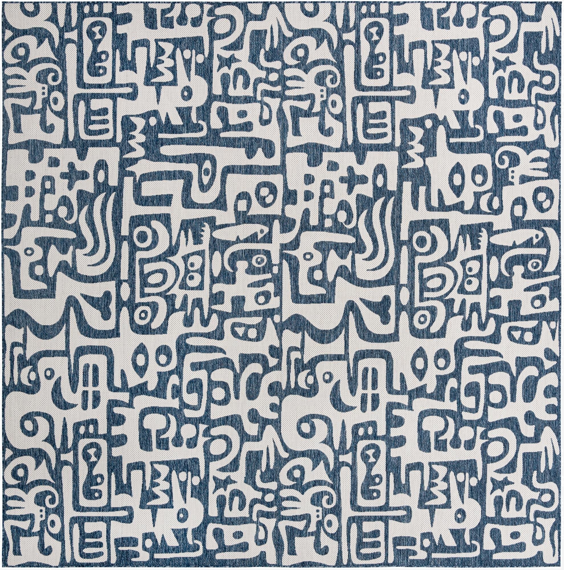  12' x 12'  Washable Modern Indoor / Outdoor Square Rug
