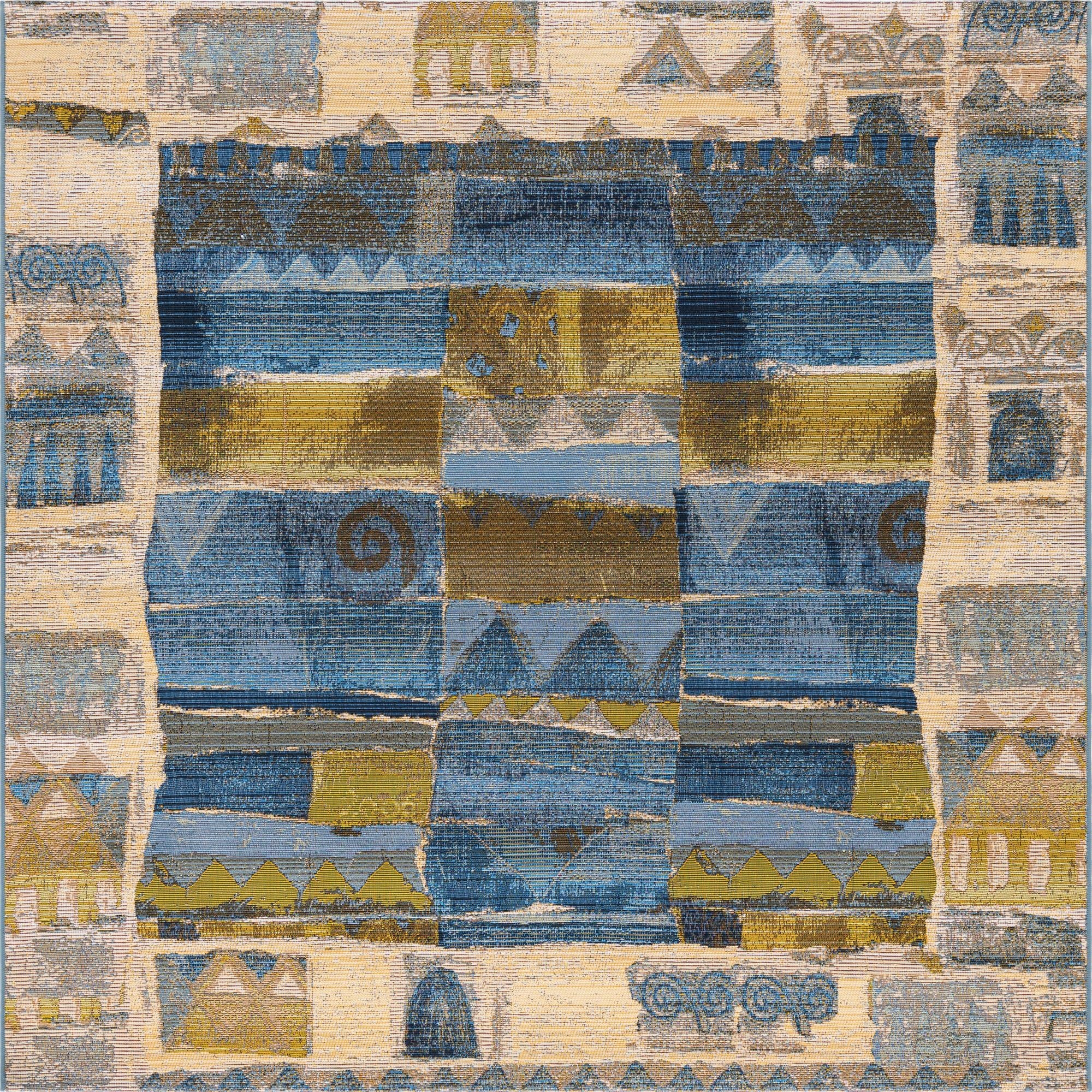  6' x 6'  Washable Modern Indoor / Outdoor Square Rug