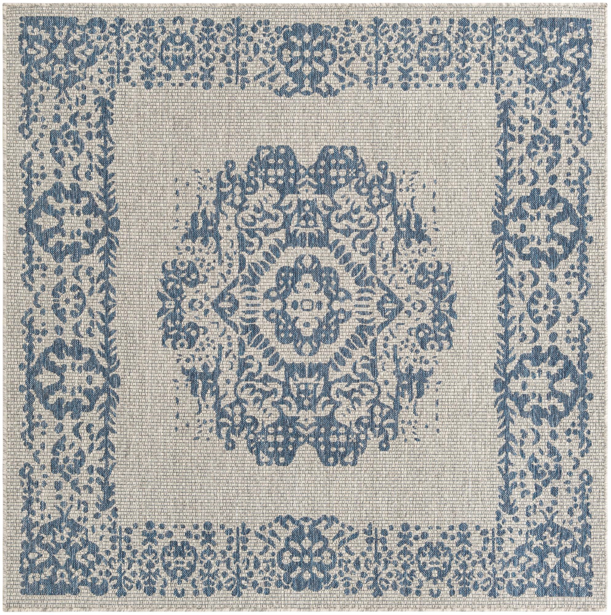  6' x 6'  Washable Traditional Indoor / Outdoor Square Rug