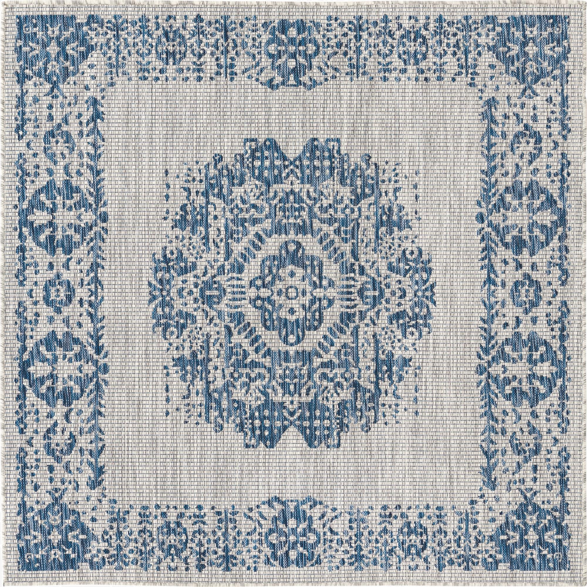  5' 3 x 5' 3  Washable Traditional Indoor / Outdoor Square Rug