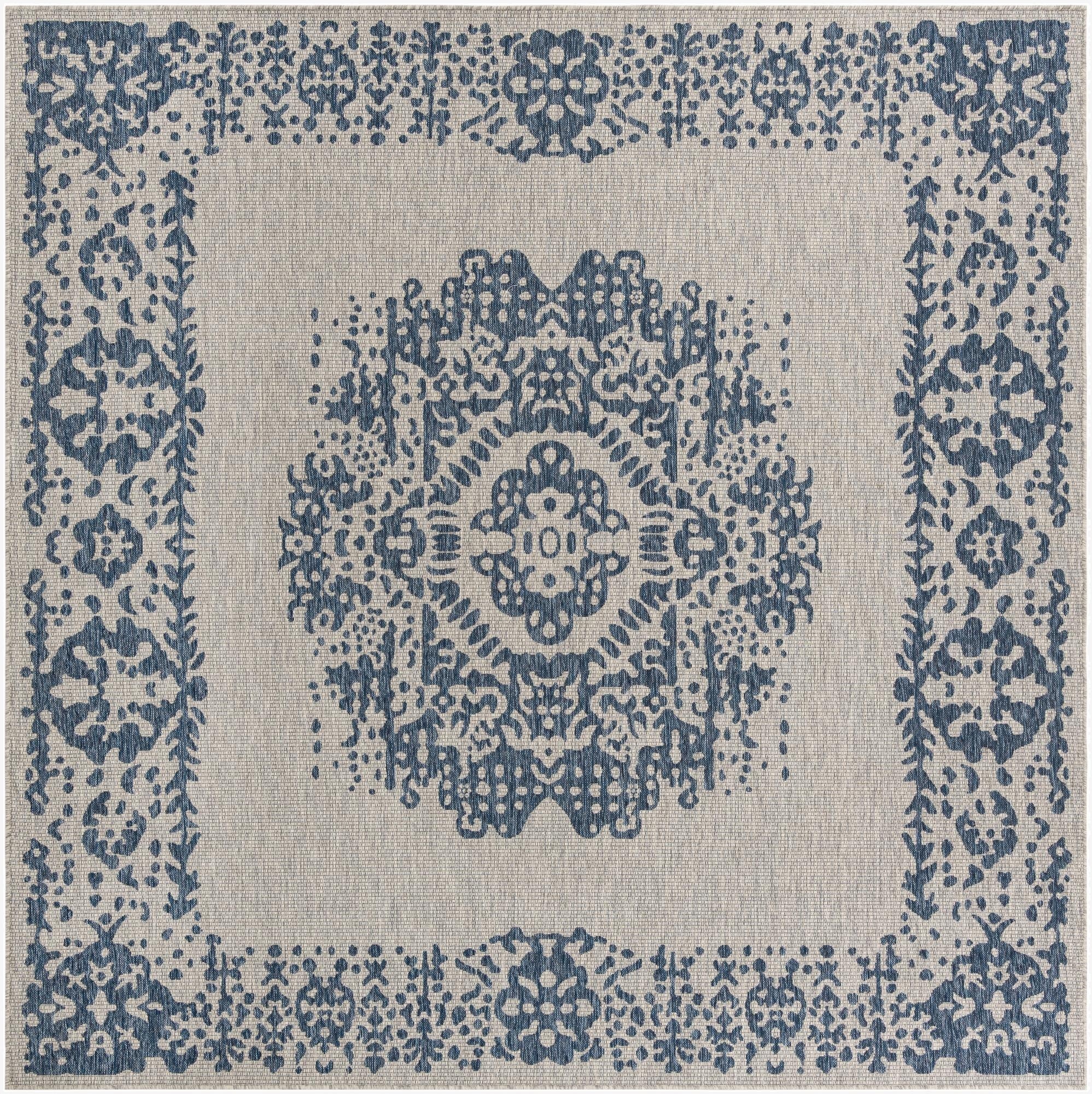  10' x 10'  Washable Traditional Indoor / Outdoor Square Rug