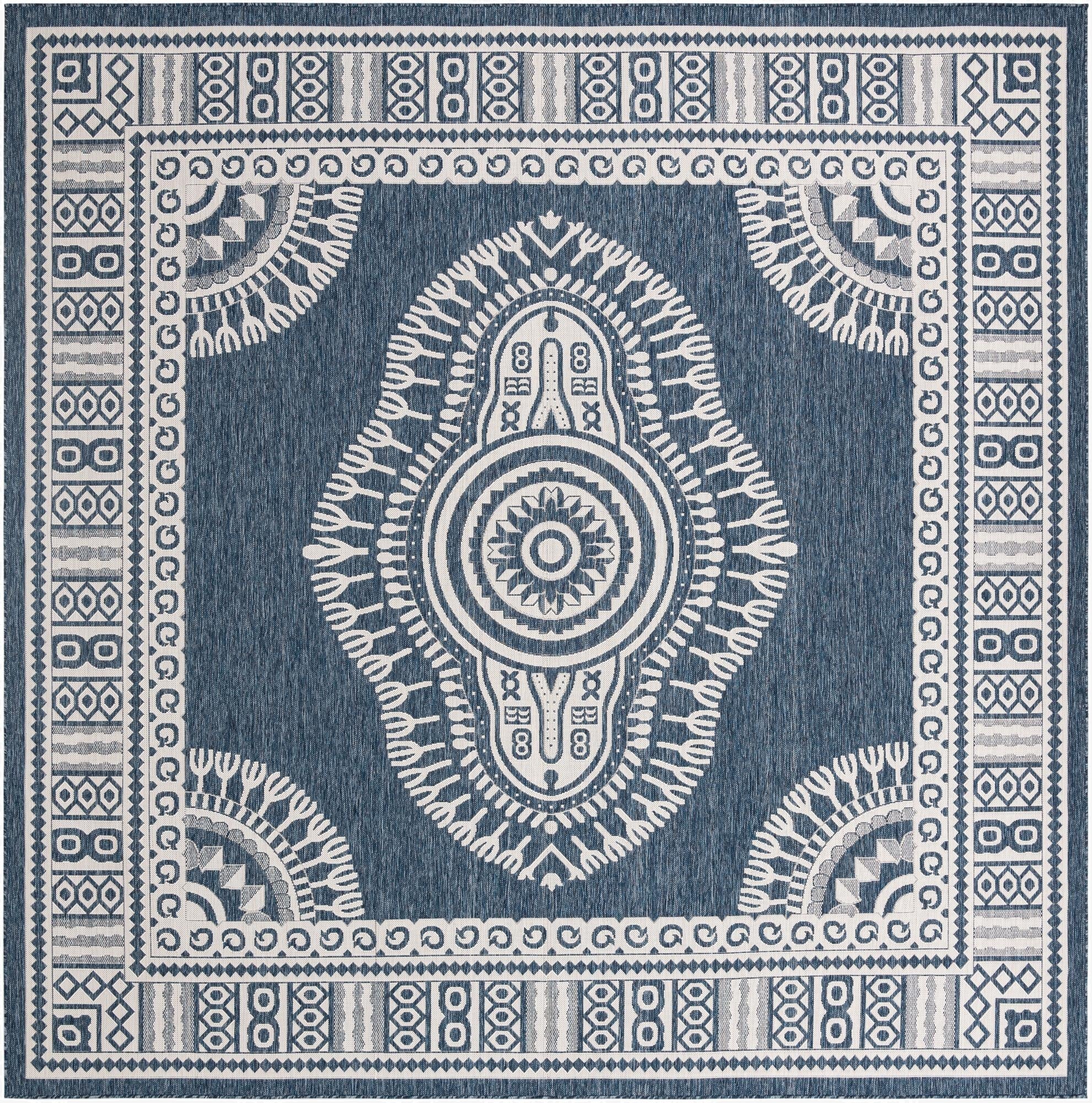  13' x 13'  Washable Traditional Indoor / Outdoor Square Rug