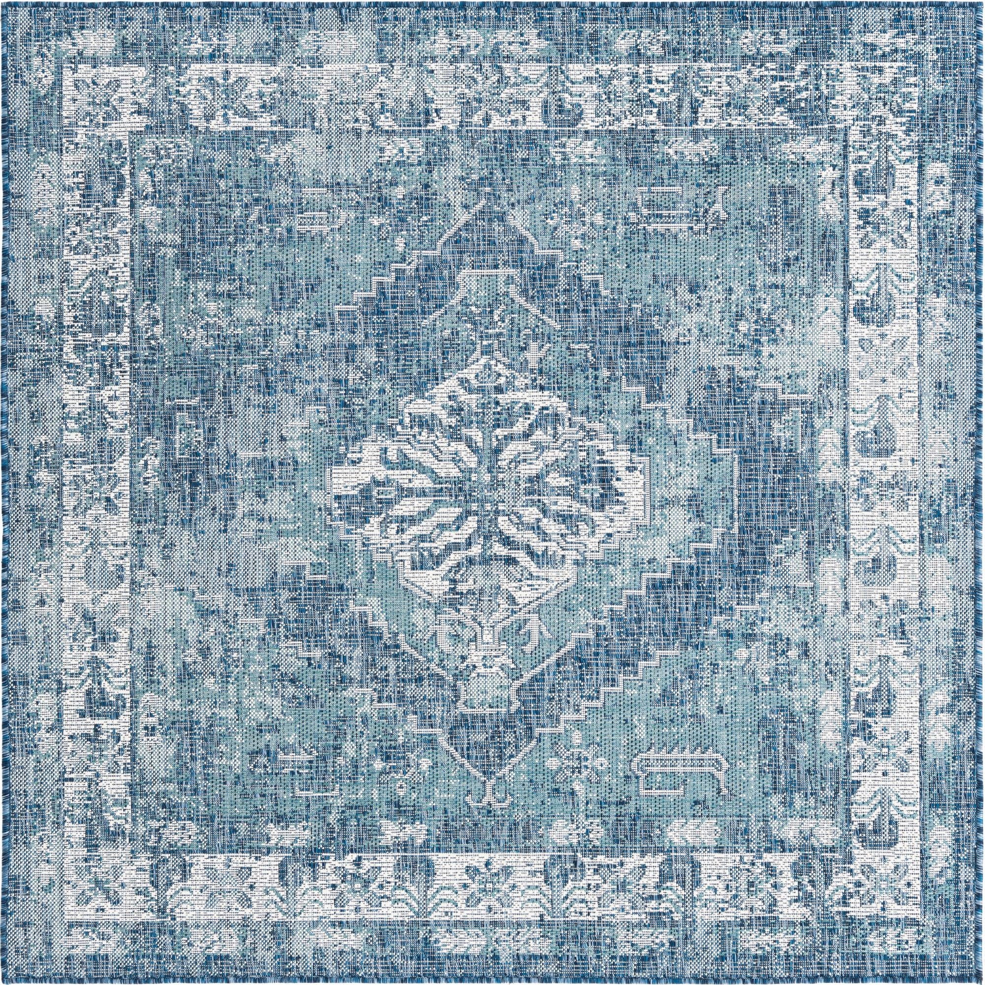  5' 3 x 5' 3  Washable Traditional Indoor / Outdoor Square Rug