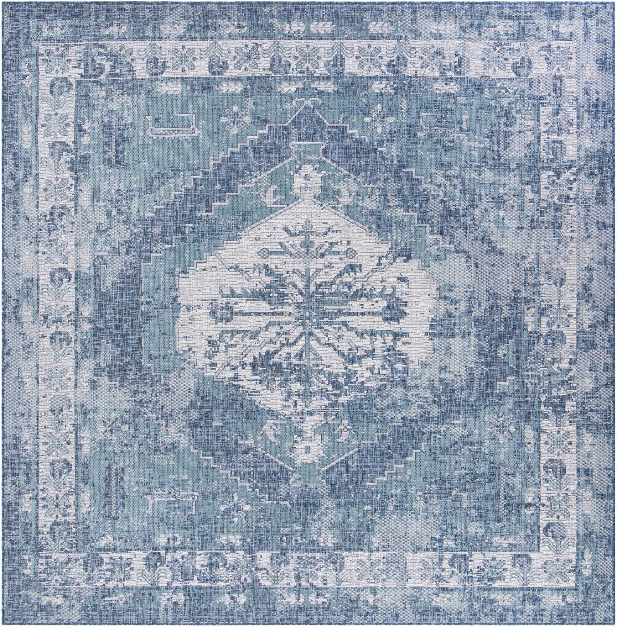  10' x 10'  Washable Traditional Indoor / Outdoor Square Rug