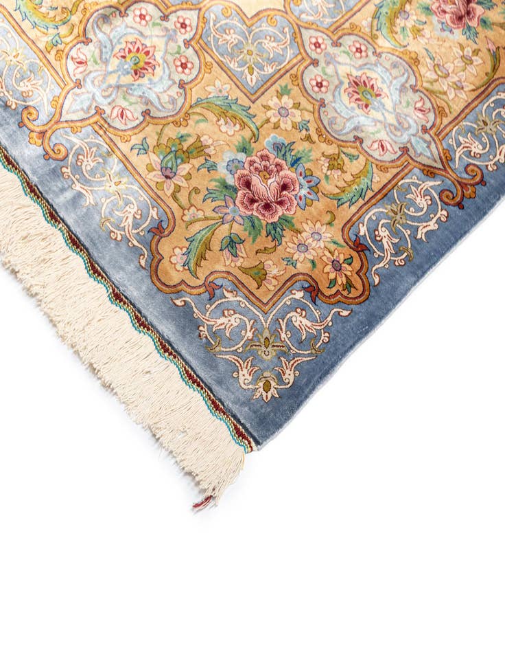 Detail image of  8' 2 x 8' 4  Hand Knotted Qom Silk Persian Square Rug