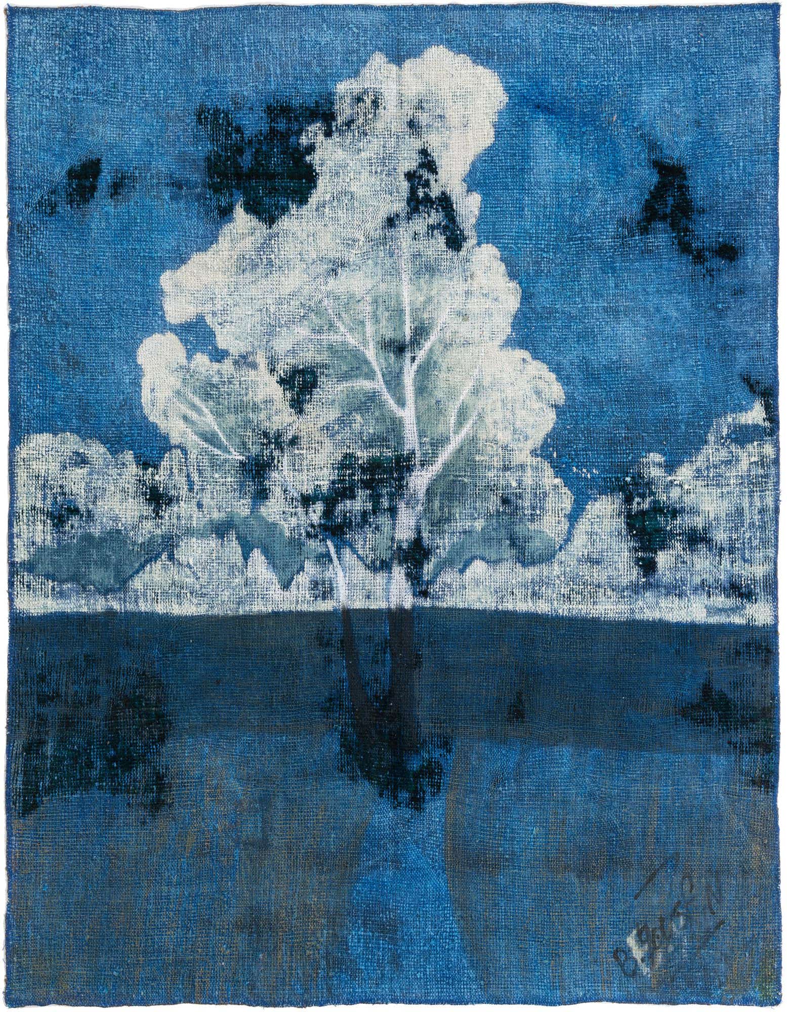 Primary image  4' 8 x 5' 2  Hand Knotted Ultra Vintage Persian Wool Square Rug