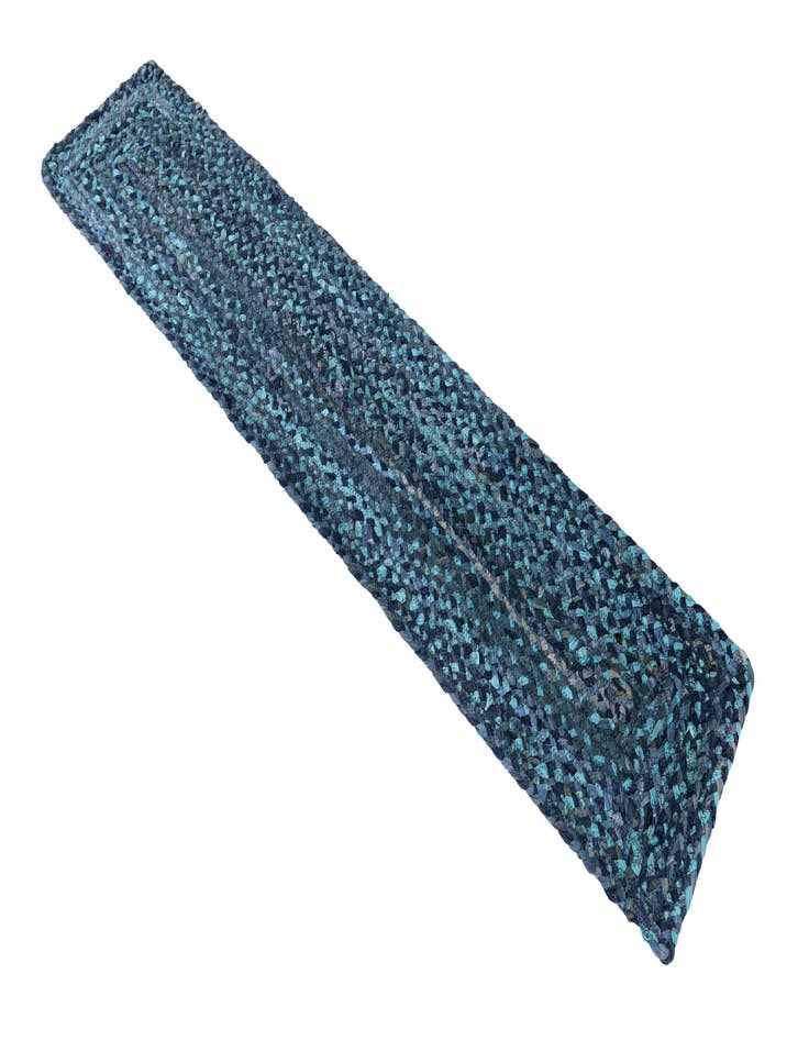 Detail image of  1' 2 x 6' 1  Hand Braided Chindi Table Runner Rug