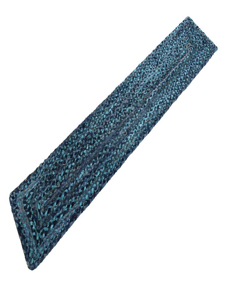 Detail image of  1' 2 x 6' 1  Hand Braided Chindi Table Runner Rug