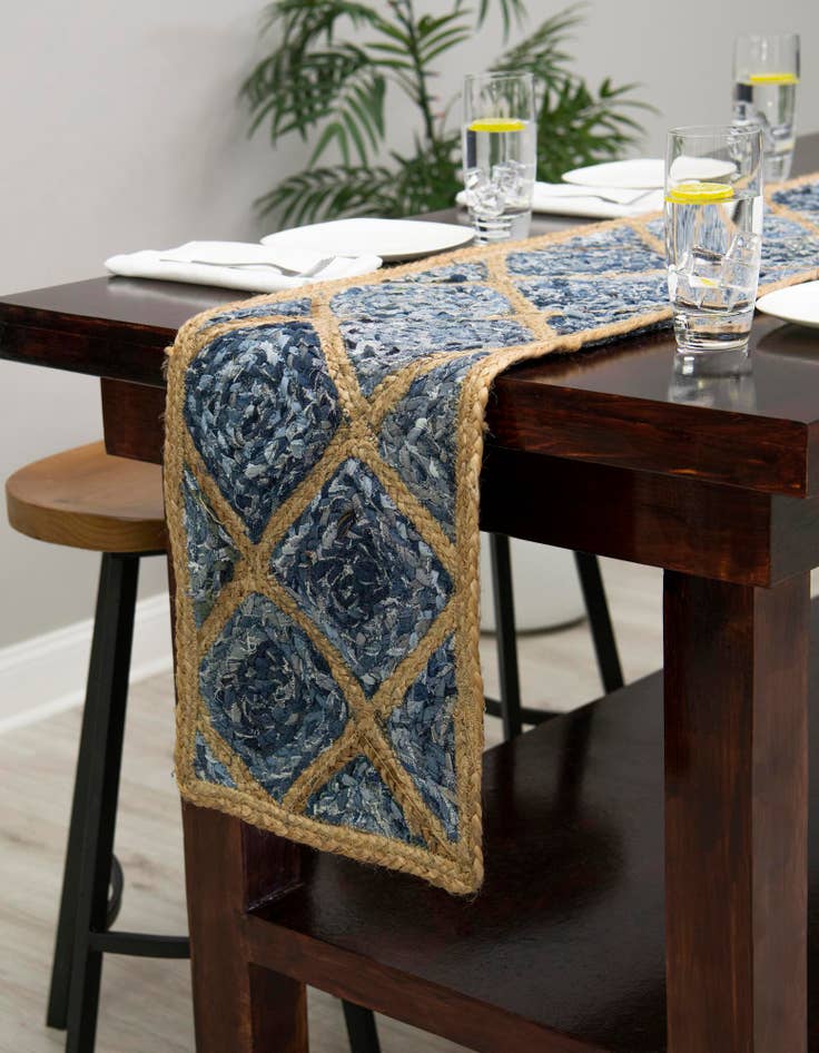 Detail image of  1' 2 x 10'  Hand Braided Jute Table Runner Rug