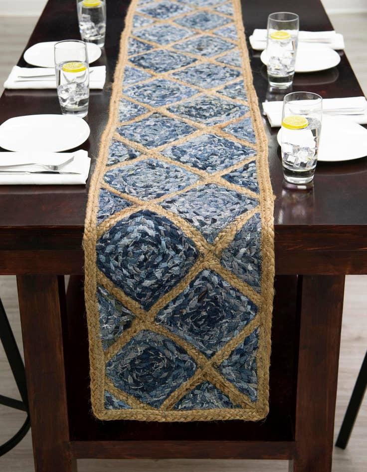 Detail image of  1' 2 x 6' 1  Hand Braided Jute Table Runner Rug