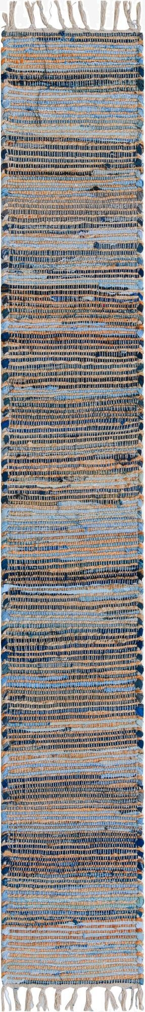  1' 2 x 8'  Hand Woven Chindi Jute Table Runner Rug