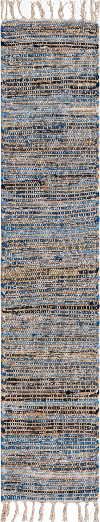  1' 2 x 6' 1  Hand Woven Chindi Jute Table Runner Rug