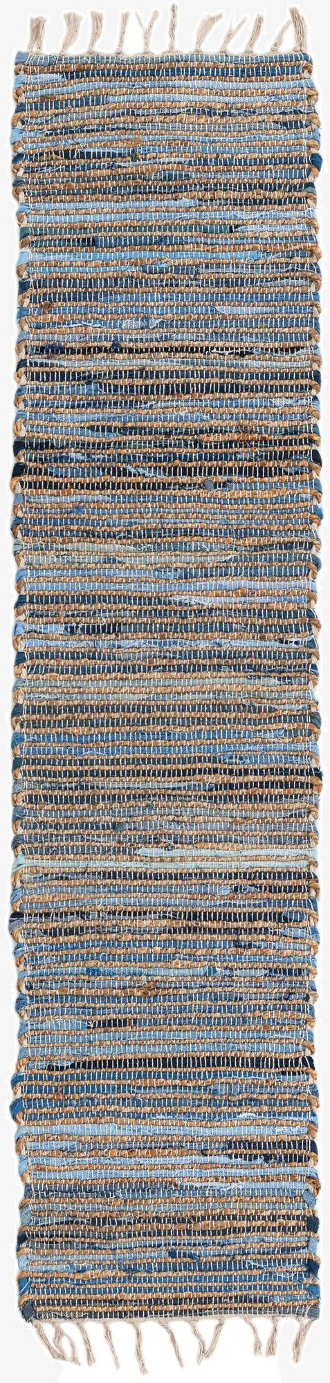  1' 2 x 5' 1  Hand Woven Chindi Jute Table Runner Rug