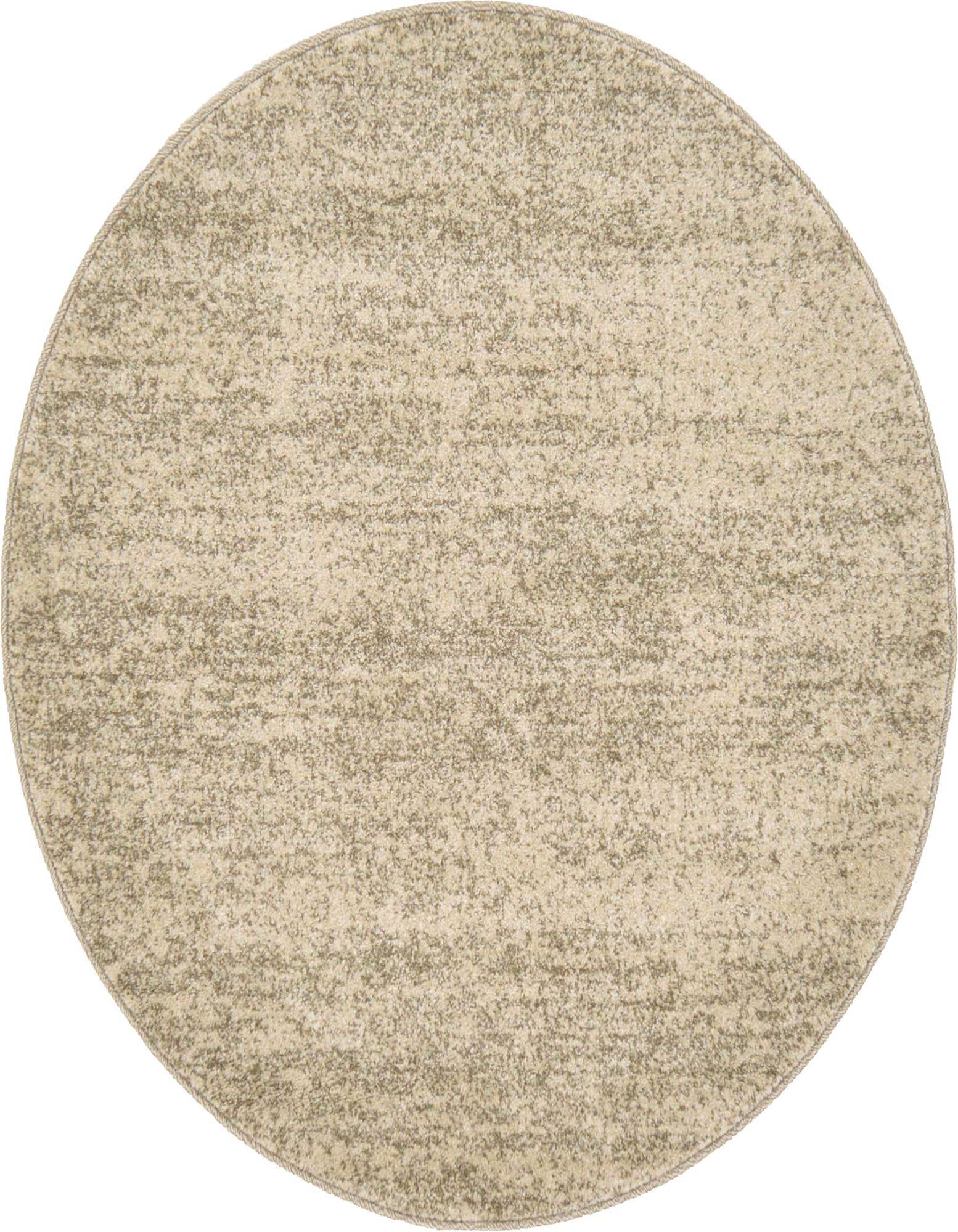 A 3' round bone beige rug from the Angelica collection, featuring a subtle, textured solid pattern.
