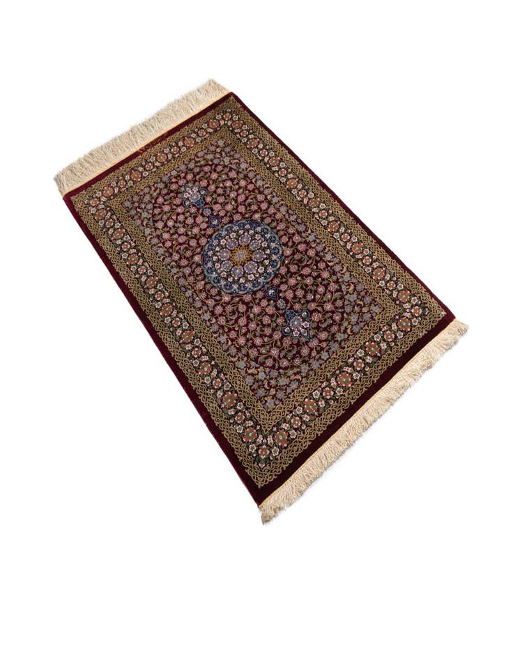 Detail image of  2' 7 x 4' 2 Ghom Silk Rug