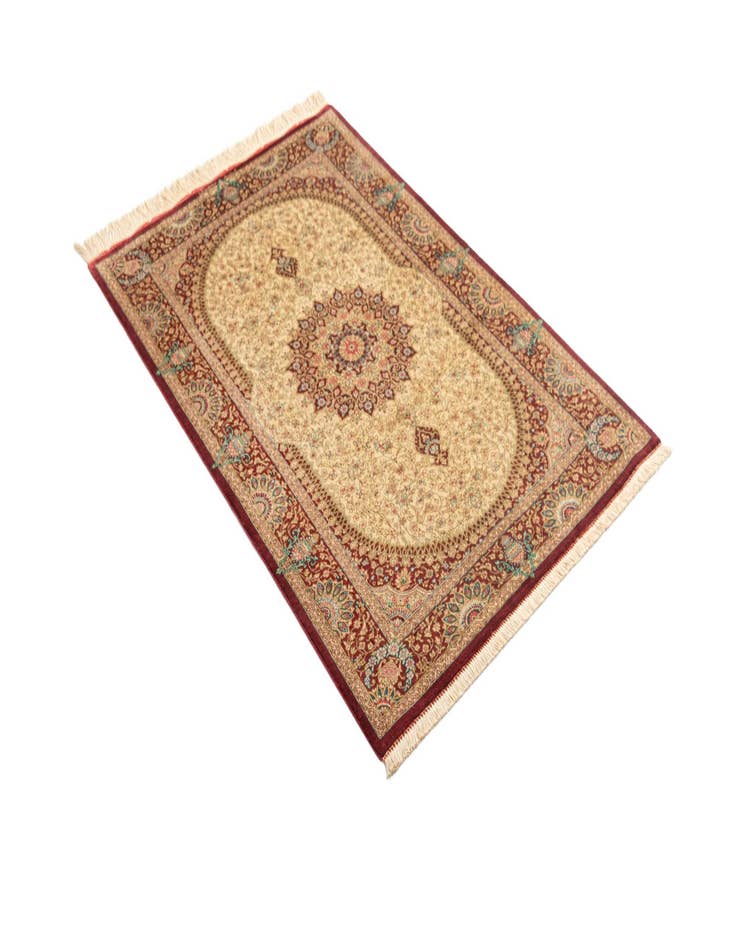 Detail image of  2' 7 x 4' Ghom Silk Rug