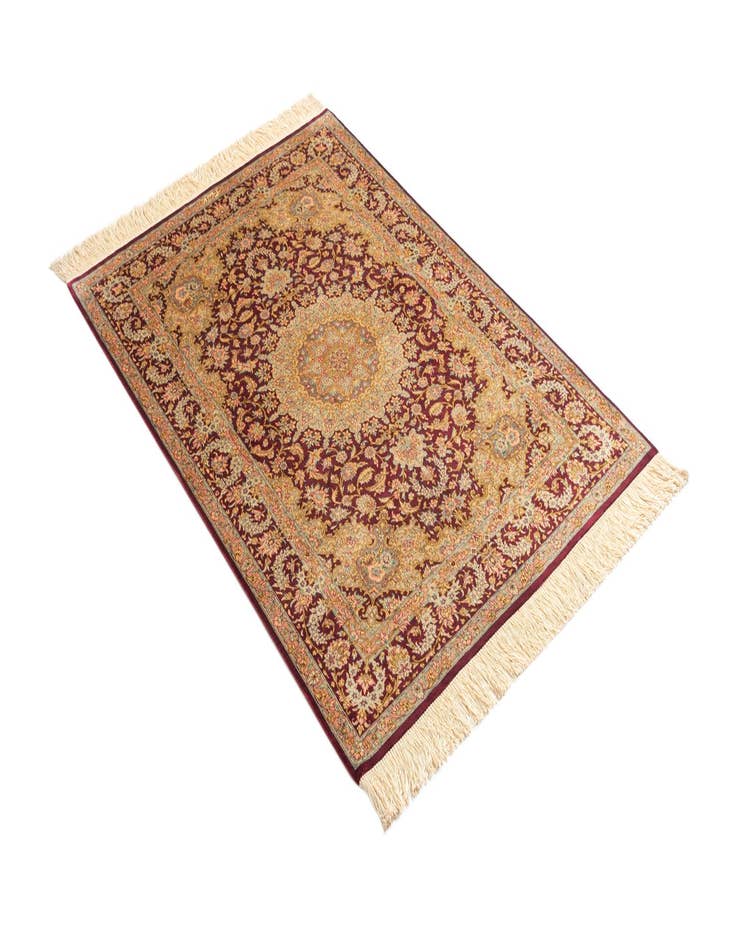 Detail image of  3' 4 x 4' 10 Ghom Silk Rug