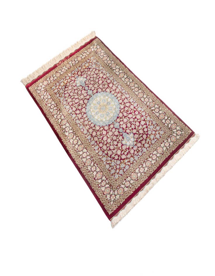 Detail image of  2' 7 x 4' 2 Ghom Silk Rug