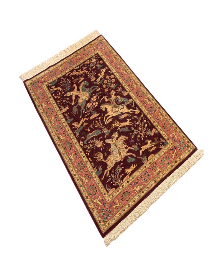 Detail image of  2' 7 x 3' 11 Ghom Silk Rug