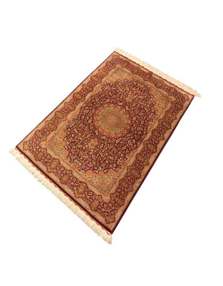 Detail image of  3' 4 x 4' 11 Ghom Silk Rug