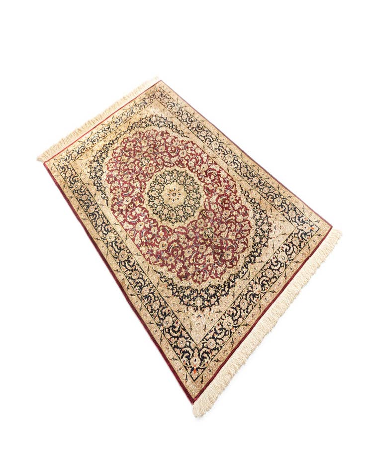 Detail image of  3' 3 x 5' Ghom Silk Rug