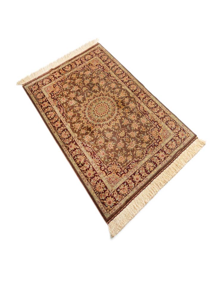 Detail image of  3' 3 x 4' 11 Ghom Silk Rug