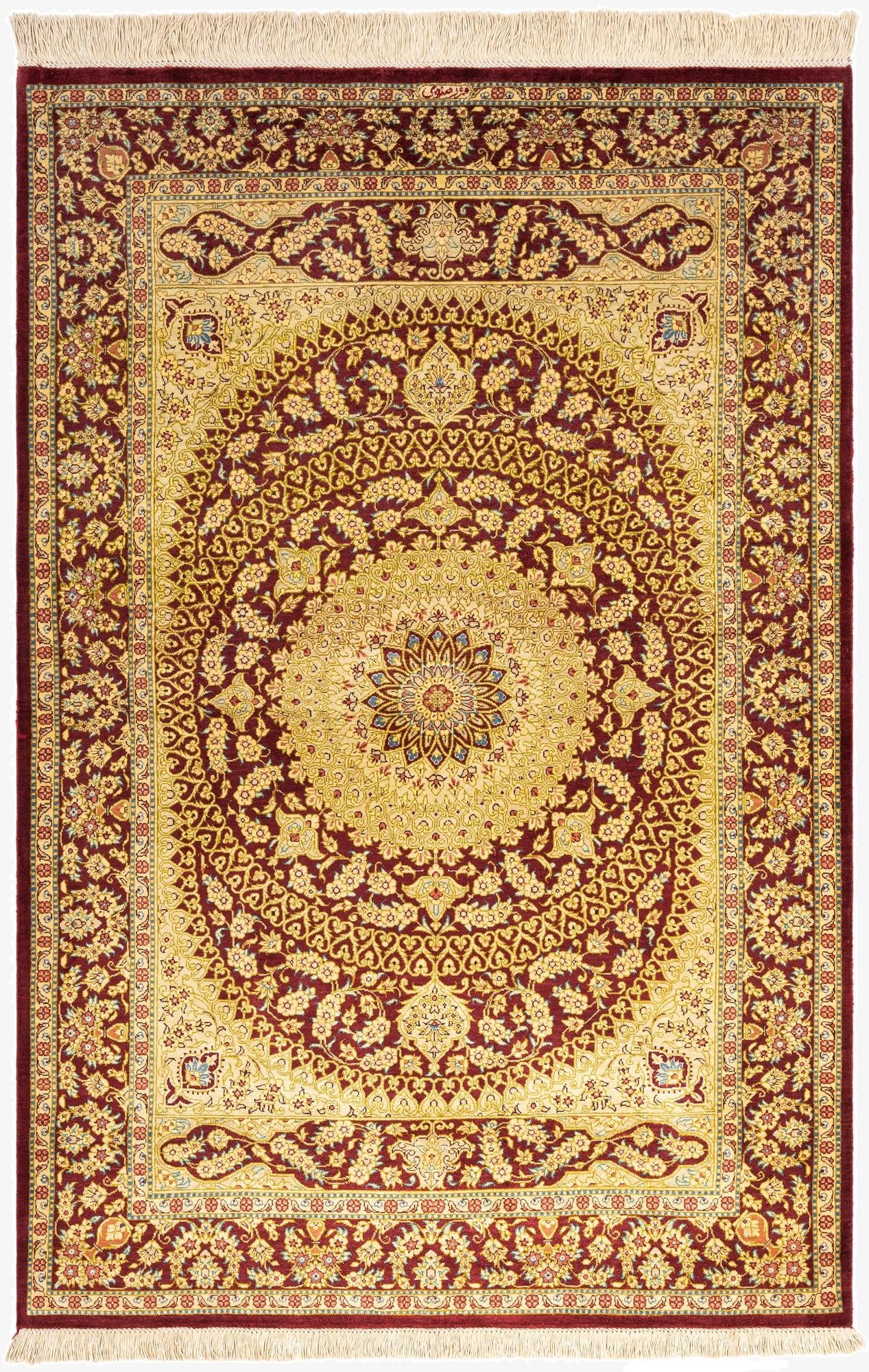  3' 3 x 4' 11 Ghom Silk Rug
