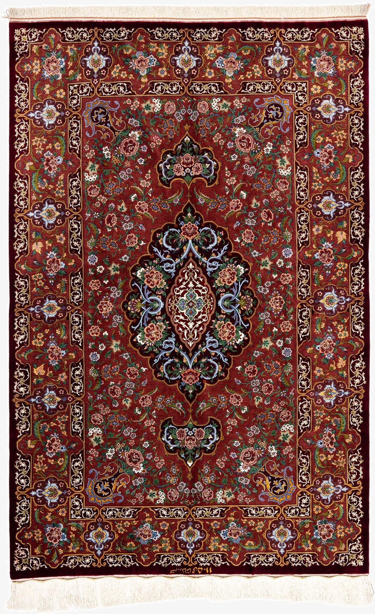  4' 2 x 6' 6 Ghom Silk Rug