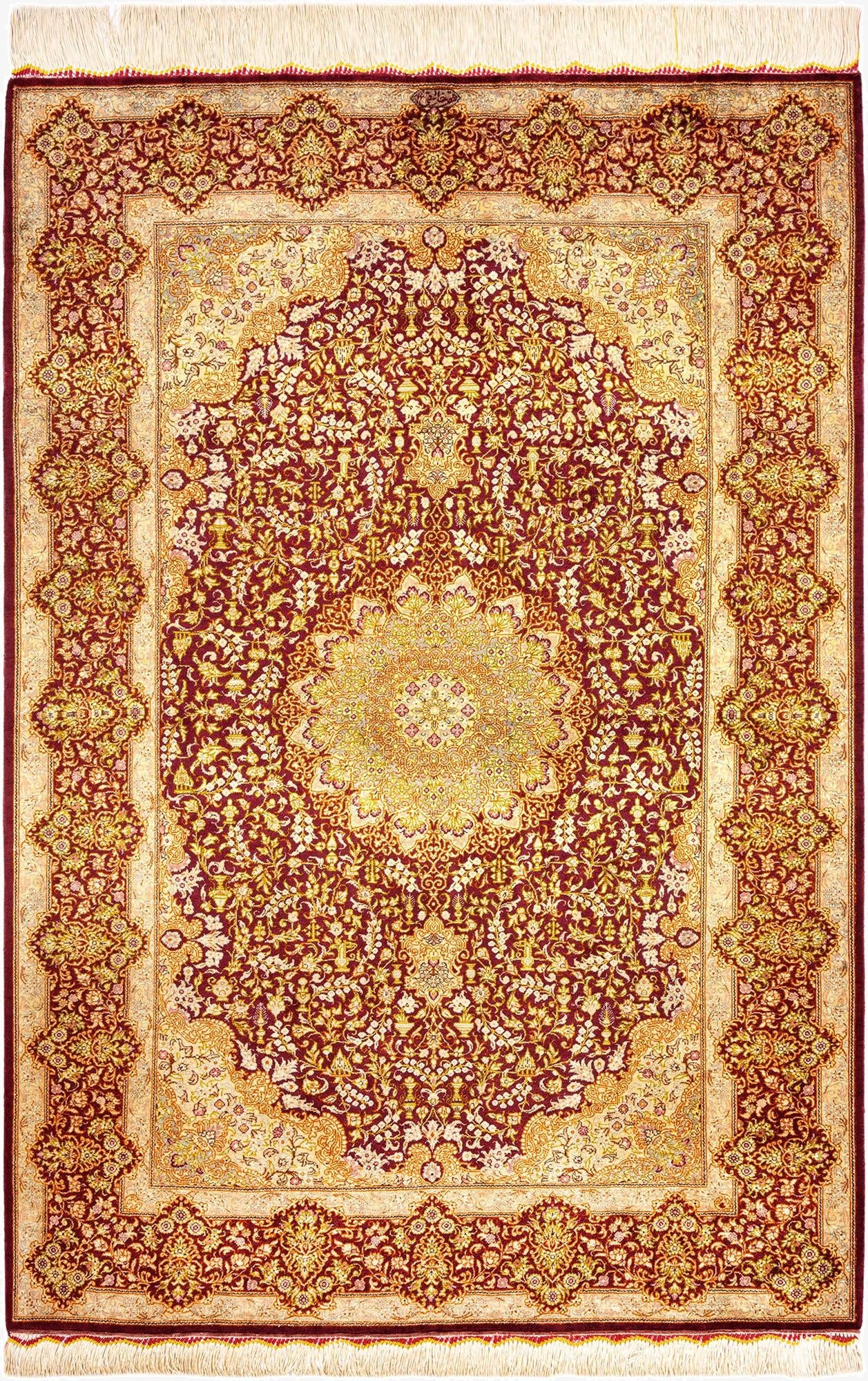  3' 4 x 4' 11 Ghom Silk Rug