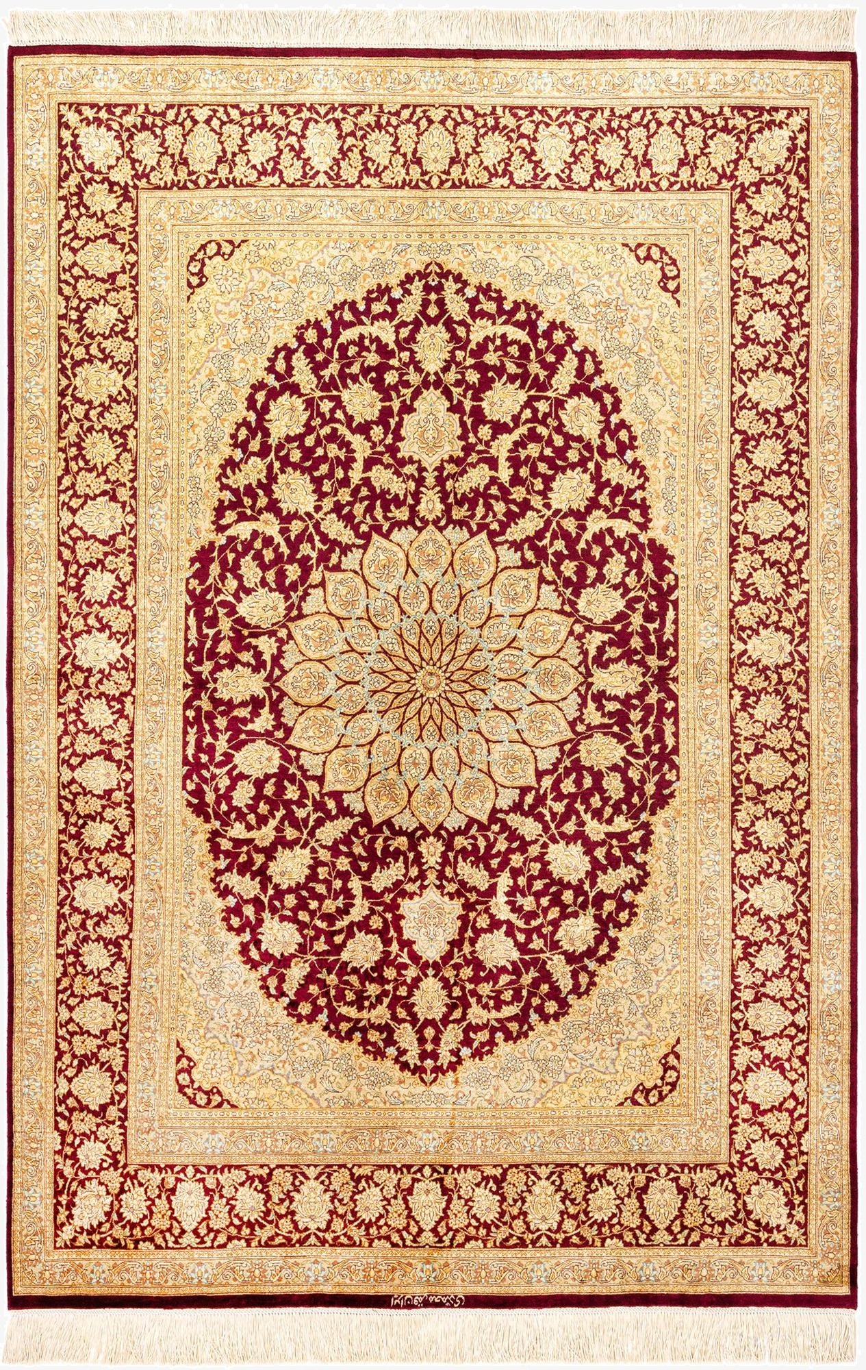  4' 4 x 6' 5 Ghom Silk Rug