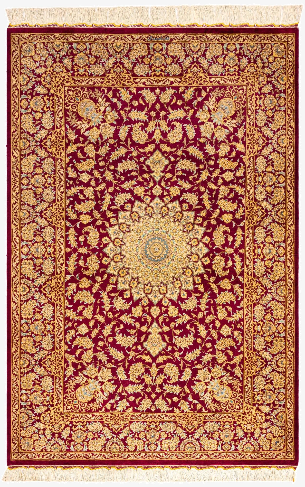  3' 3 x 4' 11 Ghom Silk Rug