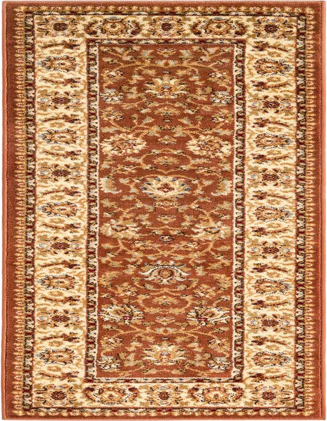 A 6 ft runner rug featuring a traditional Oriental floral pattern in shades of orange, pink, red, and cream.