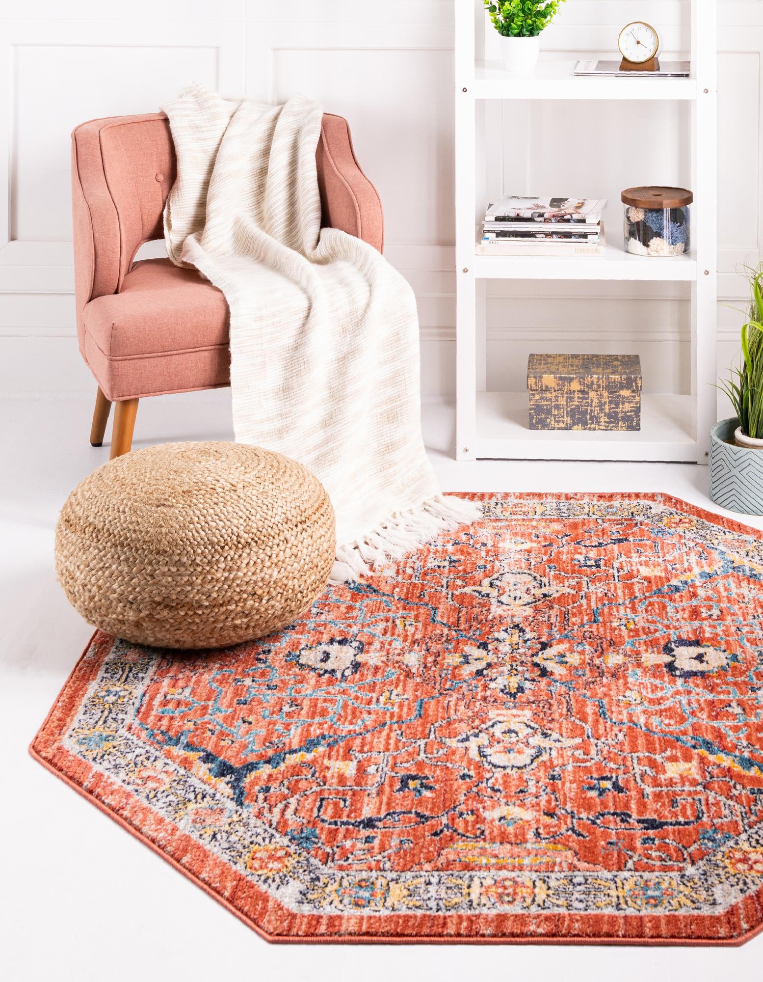 Brick Red 4' x 4' Lola Octagon Rug | Rugs.com