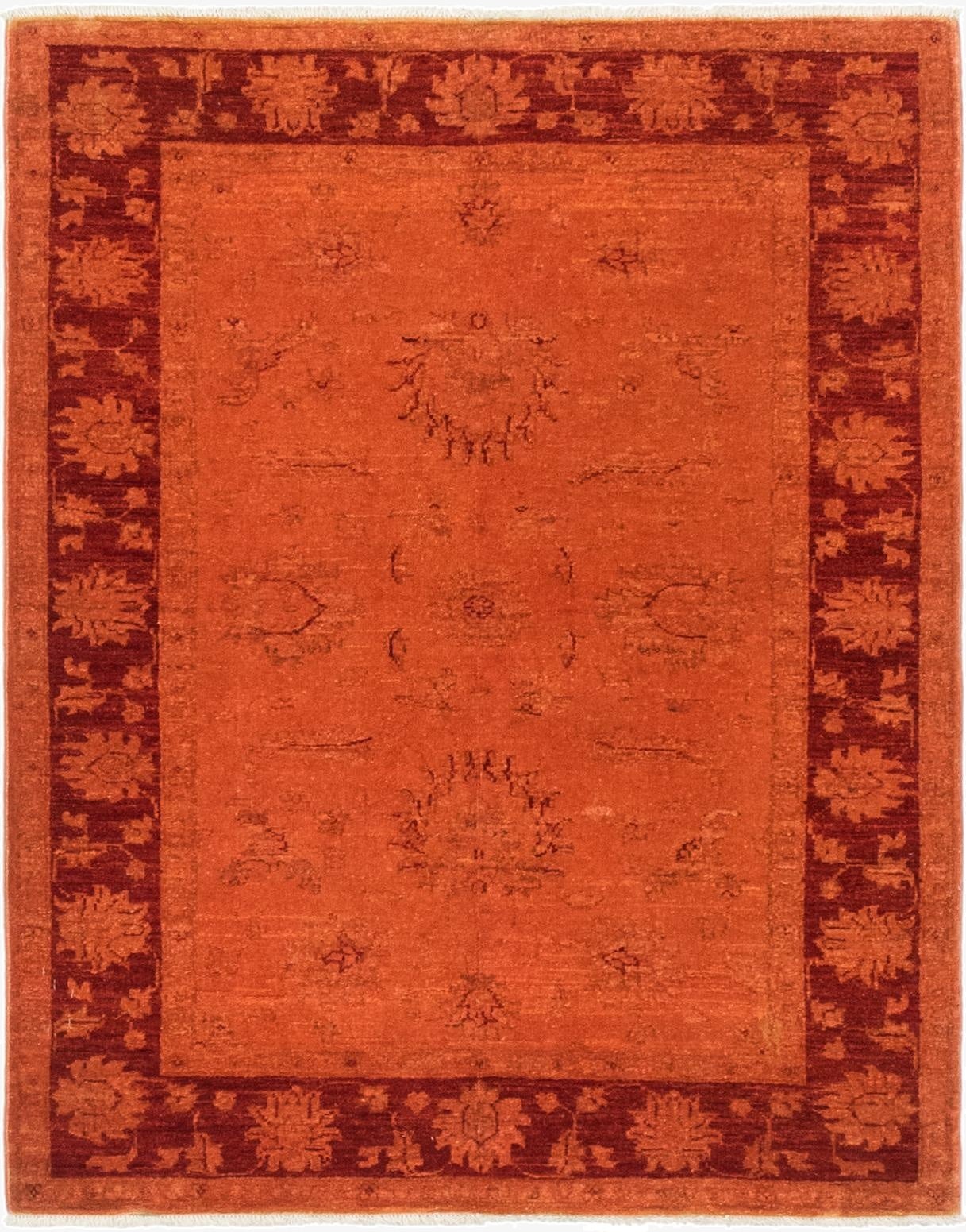  3' 5 x 4' 5  Hand Knotted Over-Dyed Ziegler Rug
