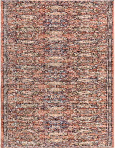 A 16 ft runner rug from the Lola collection with a traditional floral pattern in shades of brown, tan, orange, and red.