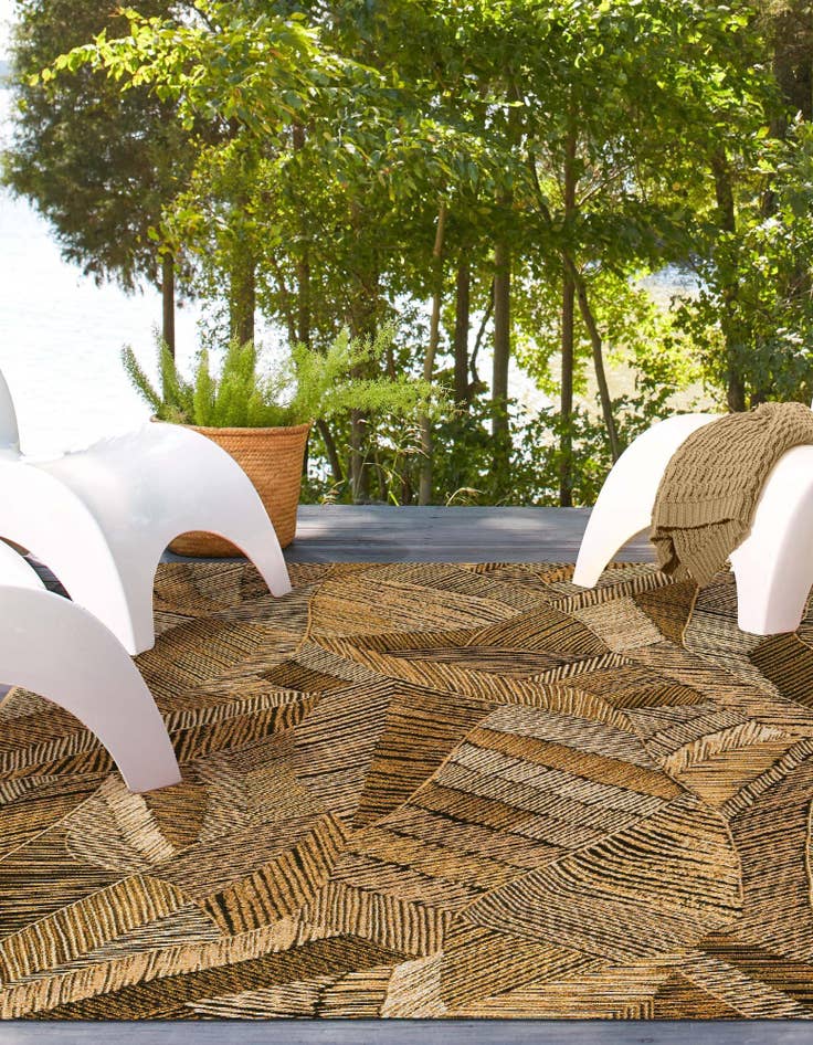 Detail image of  7' 10 x 11'  Washable Botanical Indoor / Outdoor Rug