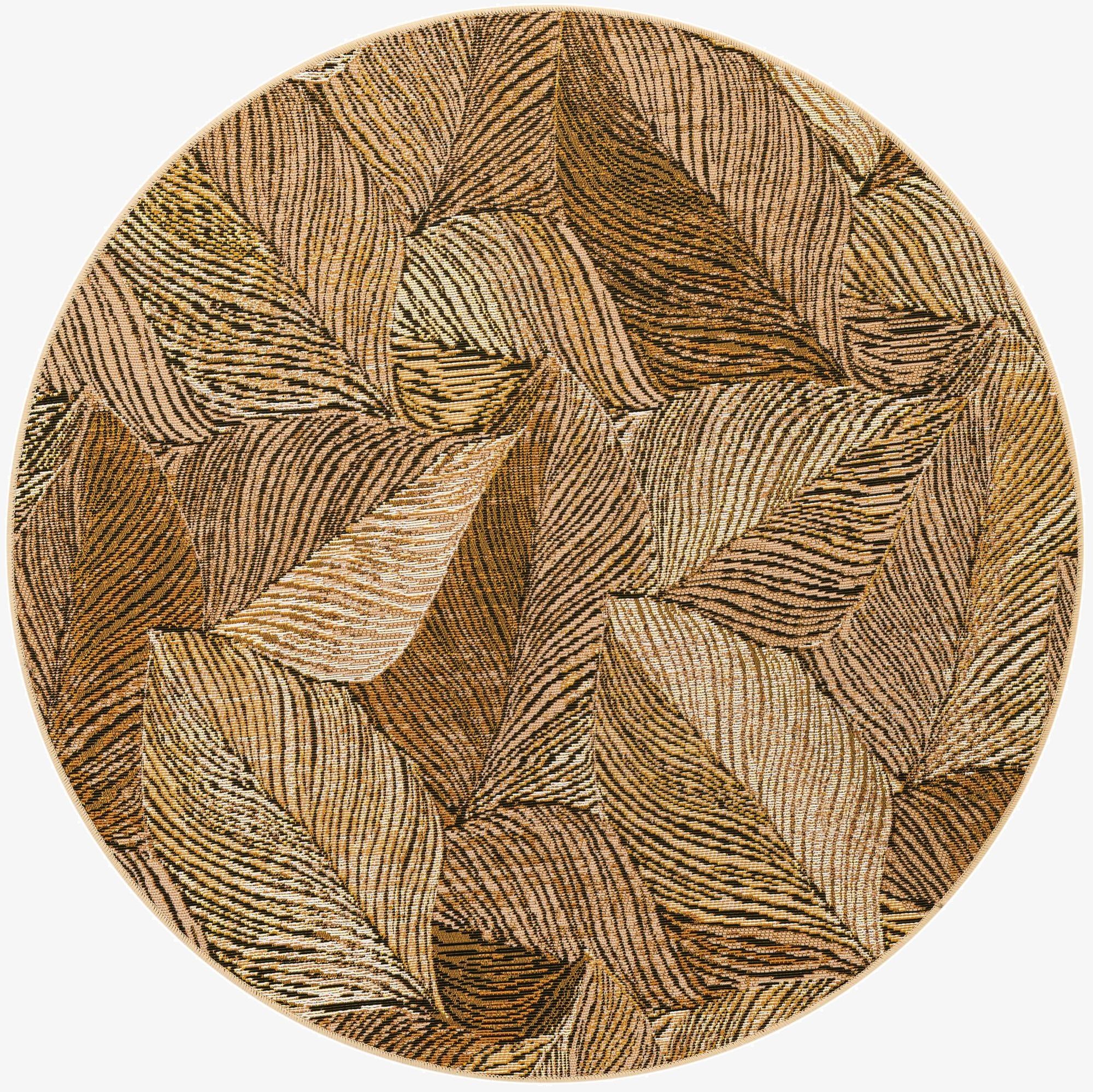  4' x 4'  Washable Botanical Indoor / Outdoor Round Rug