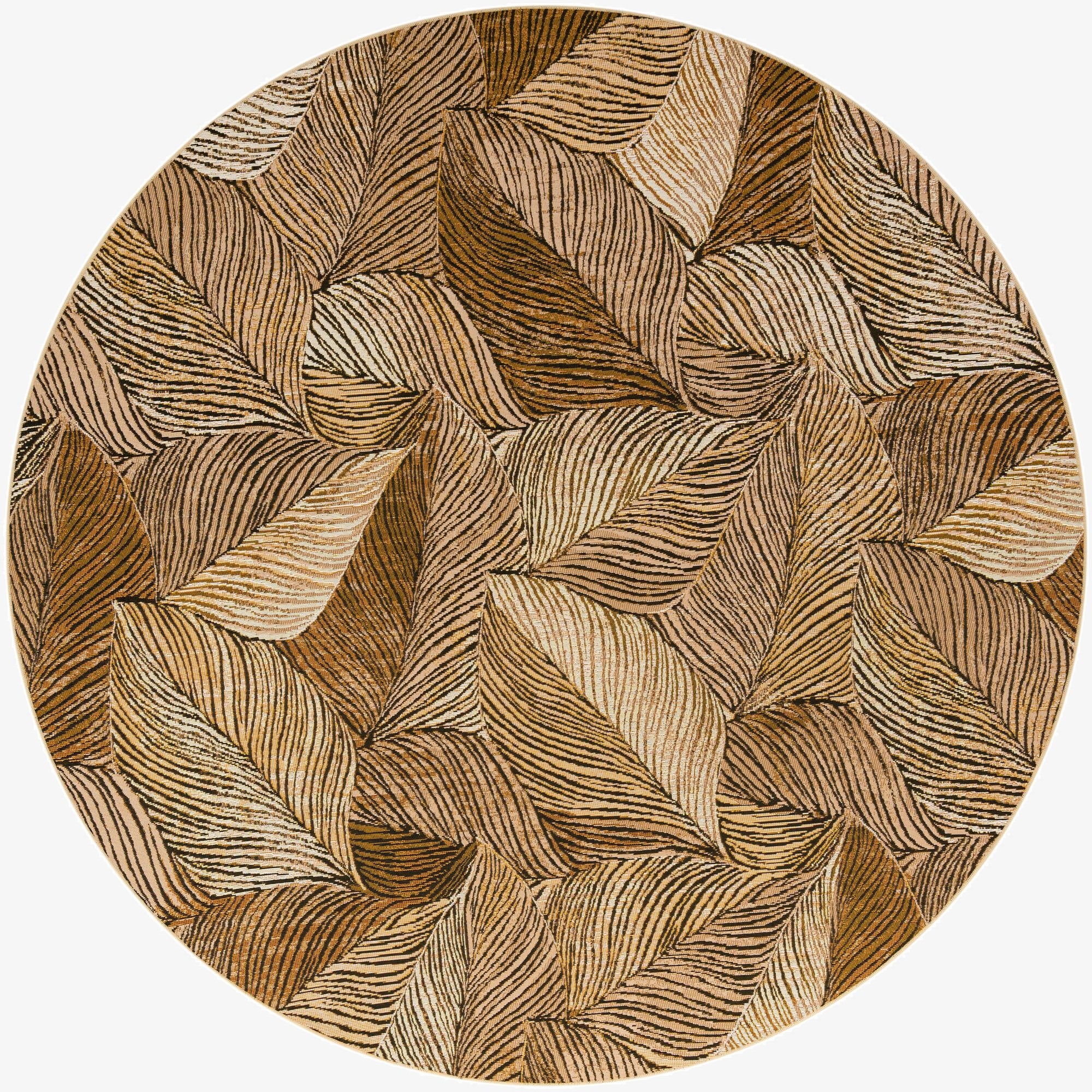  8' x 8'  Washable Botanical Indoor / Outdoor Round Rug