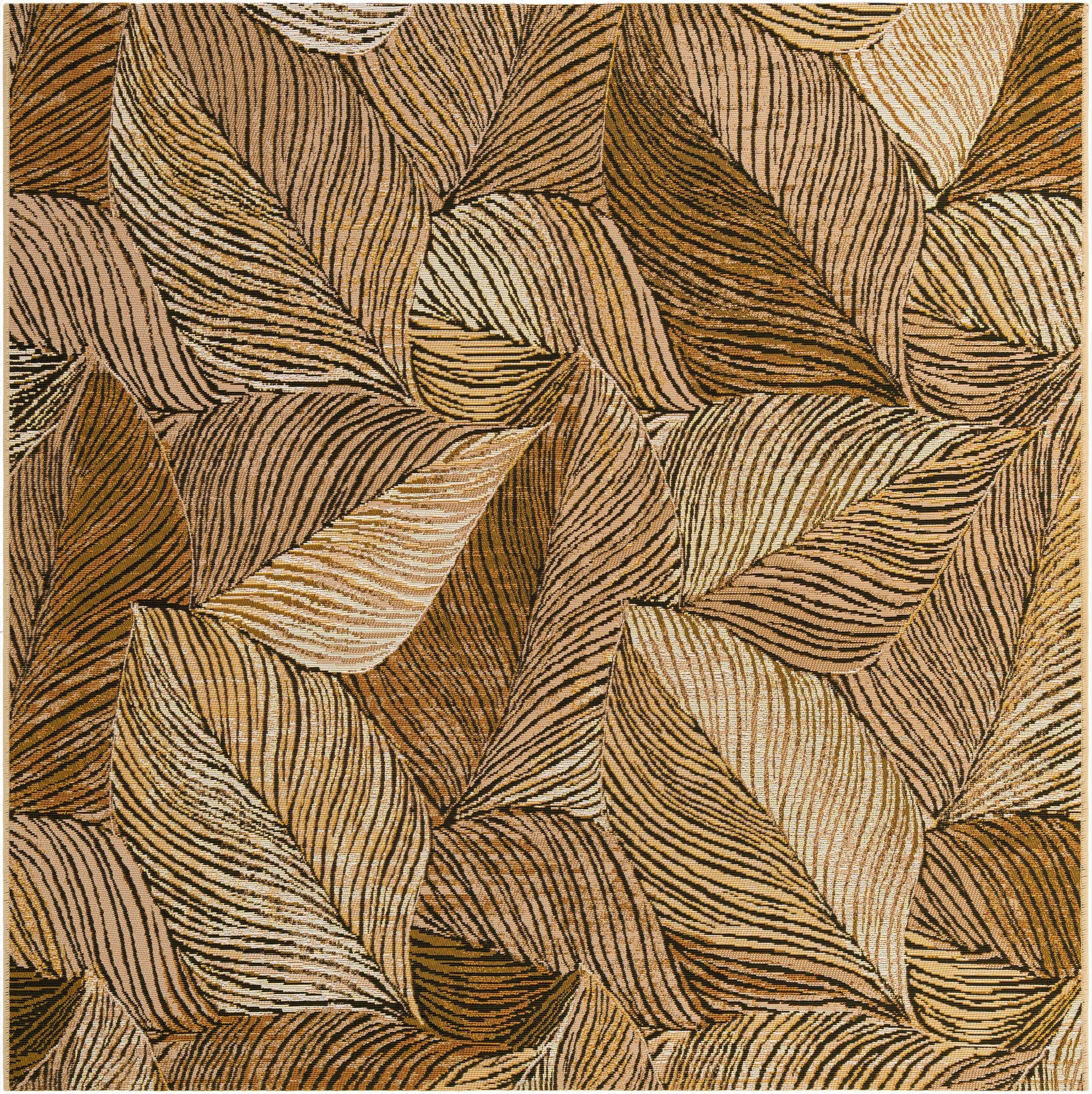  6' x 6'  Washable Botanical Indoor / Outdoor Square Rug