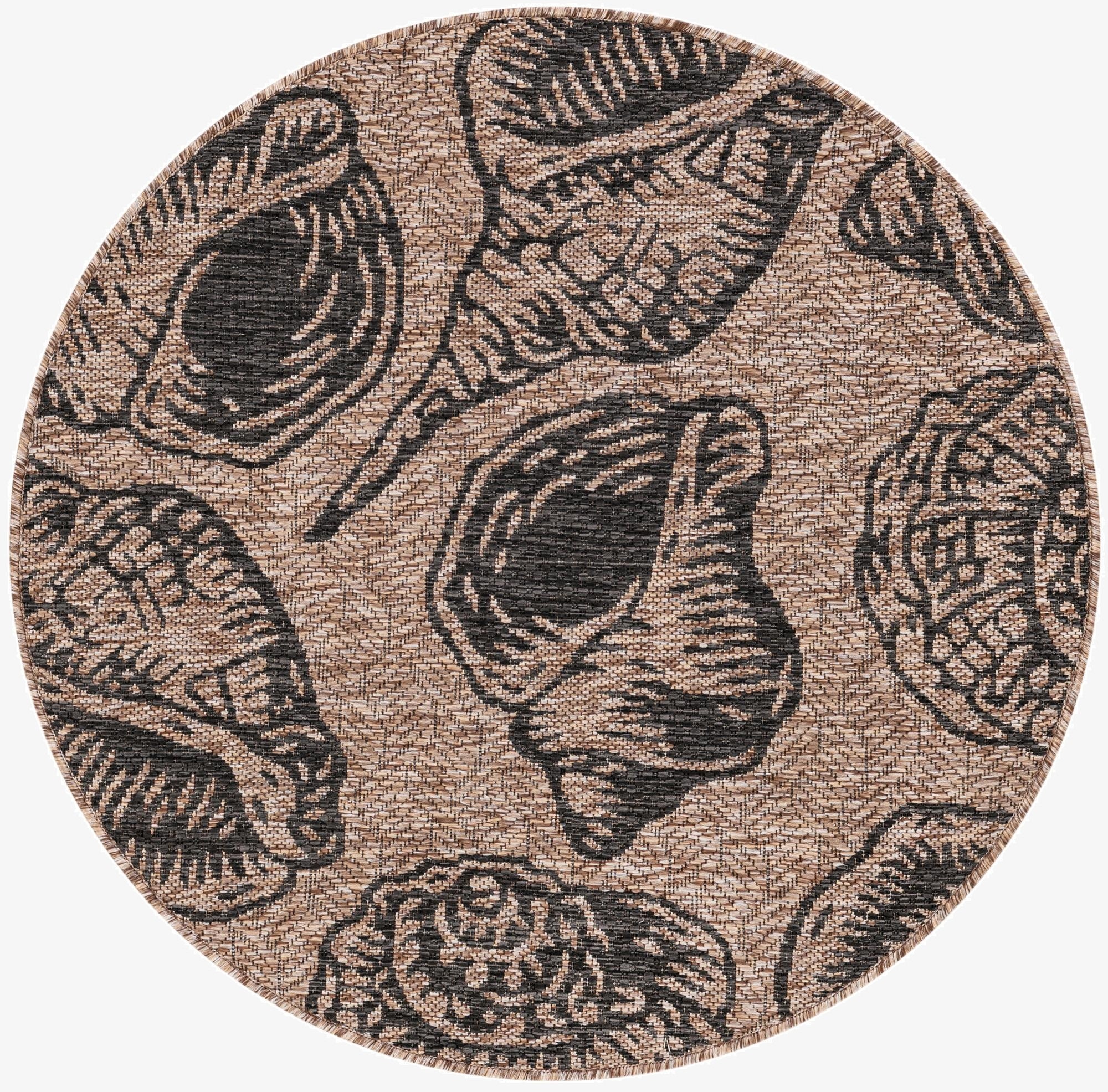  3' x 3'  Washable Coastal Indoor / Outdoor Round Rug