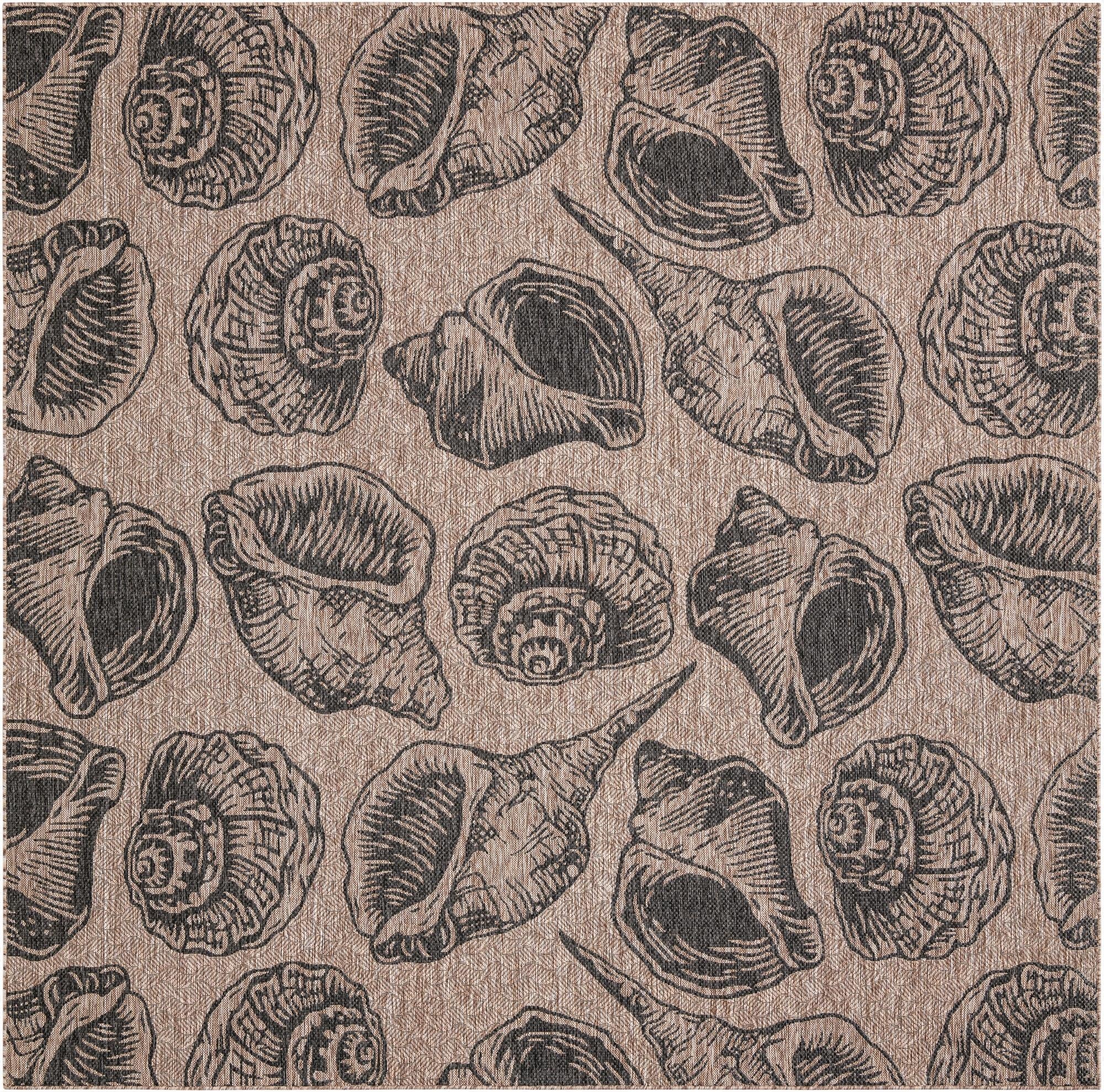  10' x 10'  Washable Coastal Indoor / Outdoor Square Rug