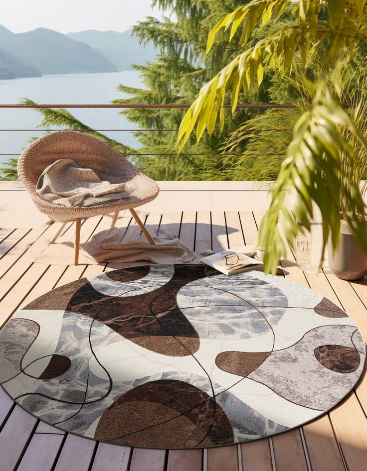 Detail image of  3' x 3'  Washable Modern Indoor / Outdoor Round Rug