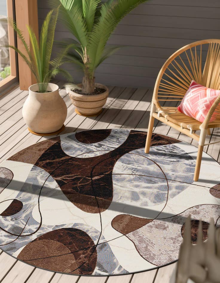 Detail image of  4' x 4'  Washable Modern Indoor / Outdoor Round Rug