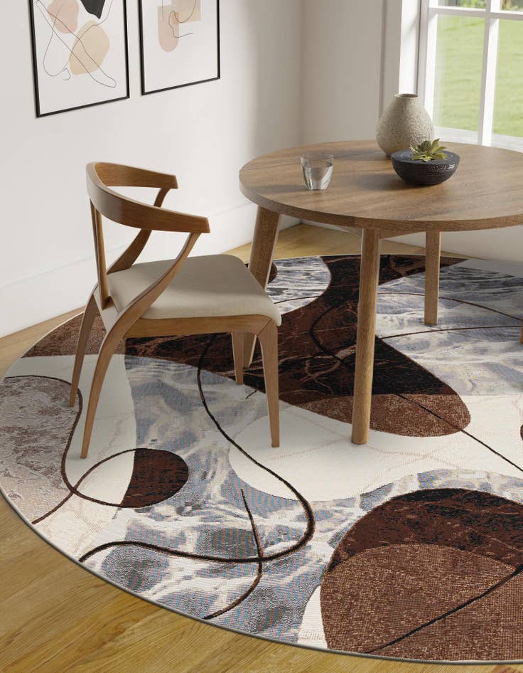 Detail image of  4' x 4'  Washable Modern Indoor / Outdoor Round Rug