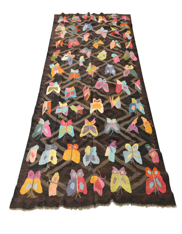 Detail image of  5' 3 x 8' 3  Hand Woven Kilim Suzani Wool Rug