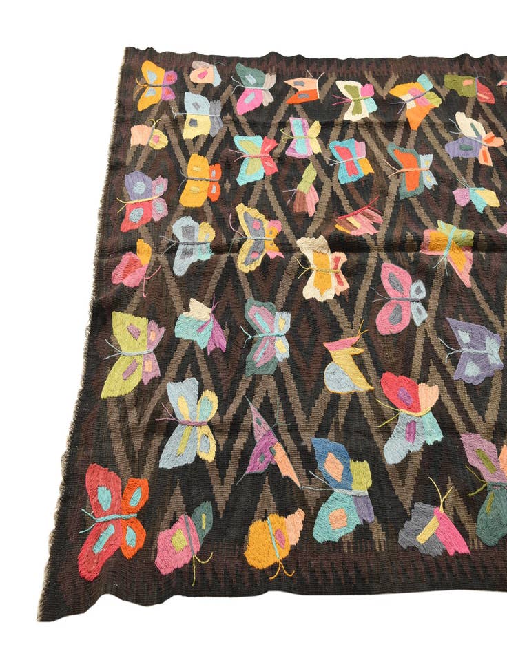 Detail image of  5' 3 x 8' 3  Hand Woven Kilim Suzani Wool Rug